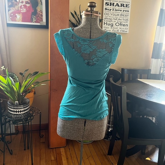 Free People turquoise top Sz L - Picture 2 of 6